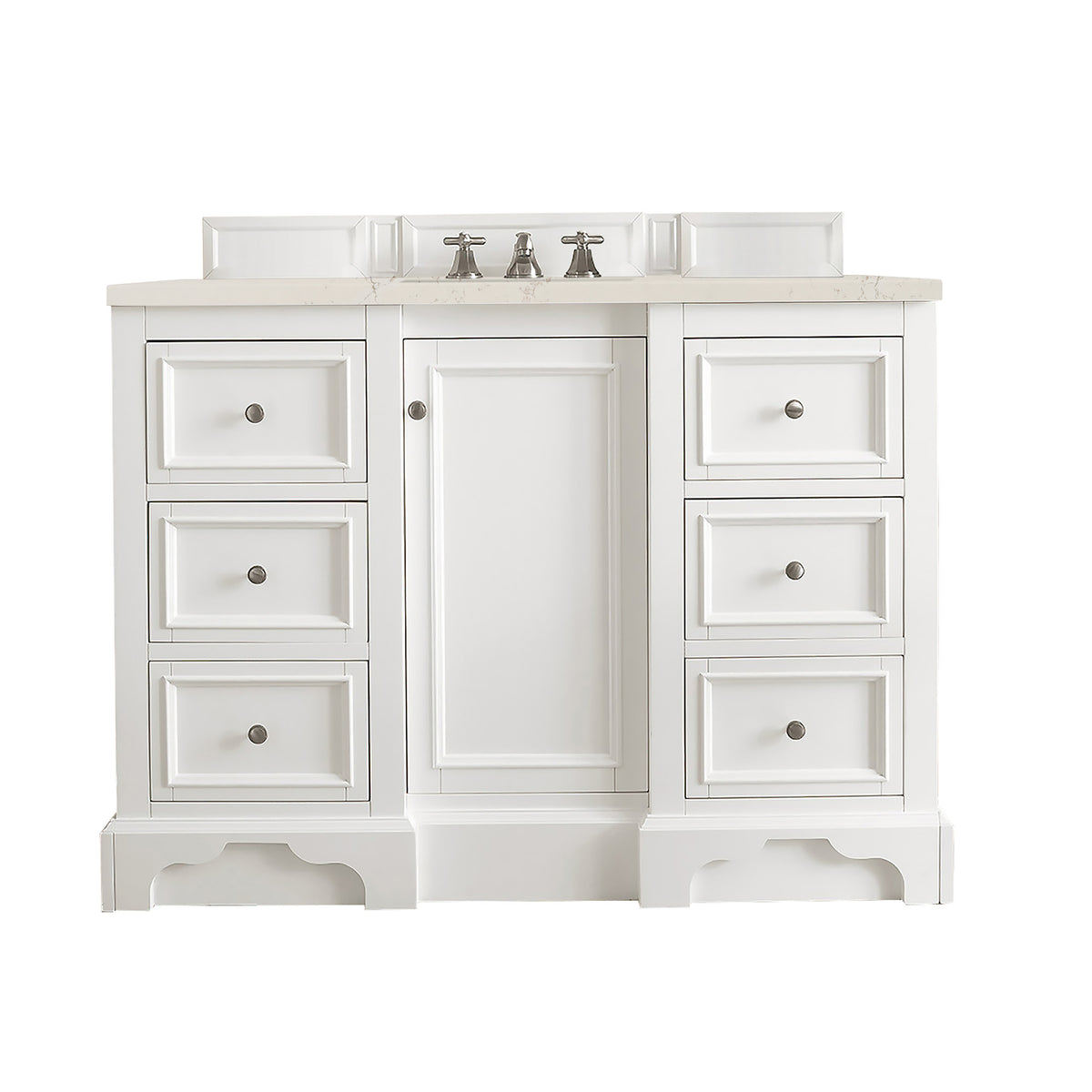 James Martin De Soto 48" Single Bathroom Vanity, Bright White with Siberian countertop