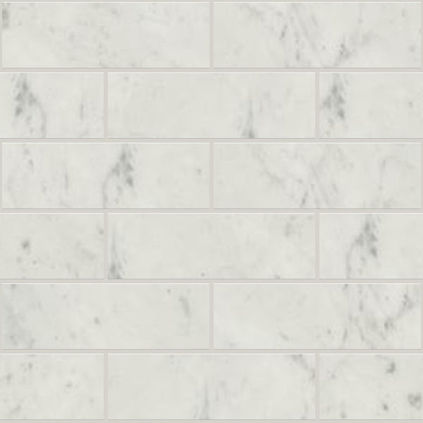 Classic 2.0 Bianco Carrara Honed 2x6 Marble Look Porcelain Mosaics 12x12