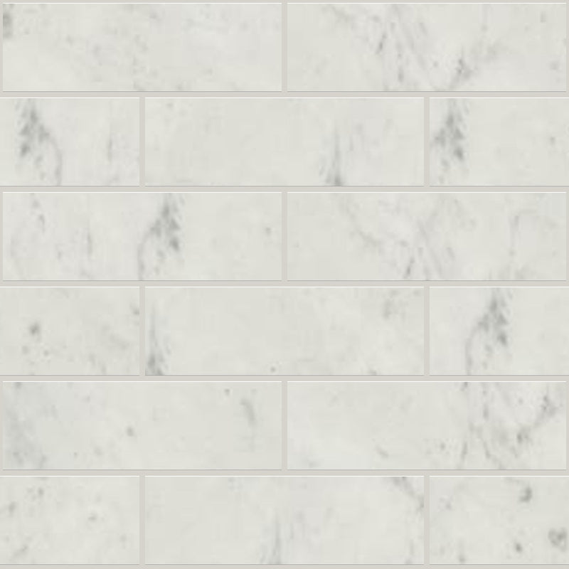 Classic 2.0 Bianco Carrara Honed 2x6 Marble Look Porcelain Mosaics 12x12 mosaic sheet