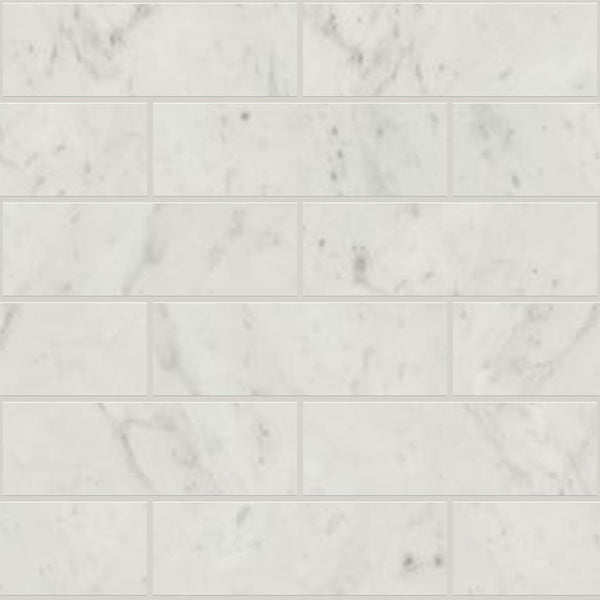 Classic 2.0 Bianco Carrara Polished 2x6 Marble Look Porcelain Mosaics 12x12