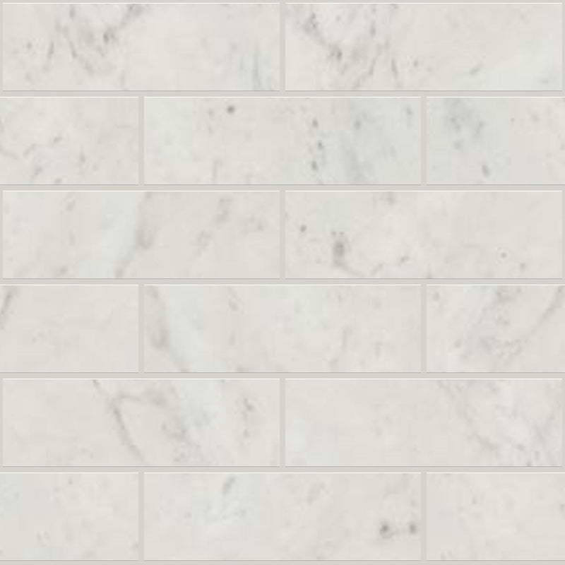Classic 2.0 Bianco Carrara Polished 2x6 Marble Look Porcelain Mosaics 12x12 mosaic sheet