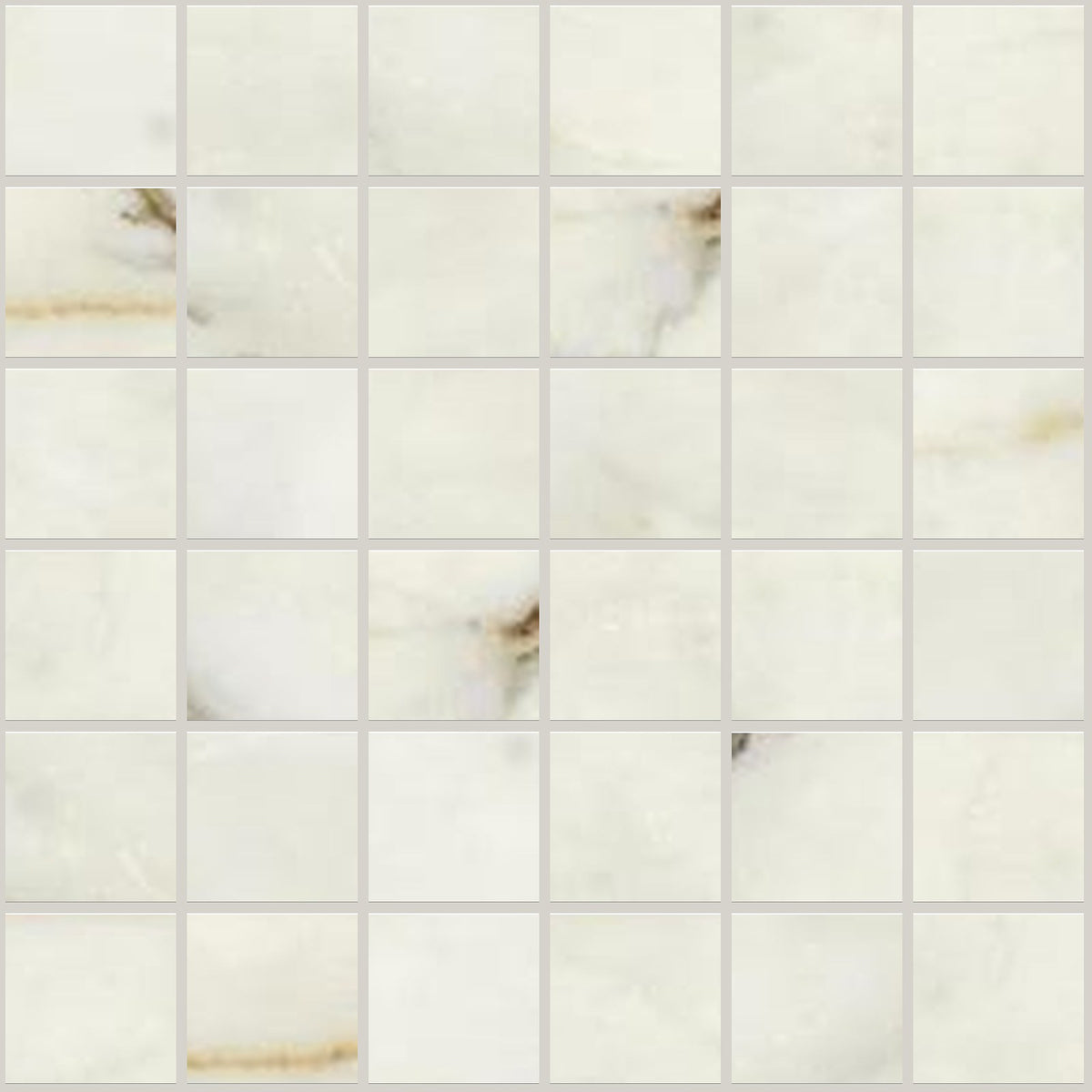 Classic 2.0 Calacatta Oro Honed 2x2 Marble Look Porcelain Mosaics 12x12 mosaic sheet