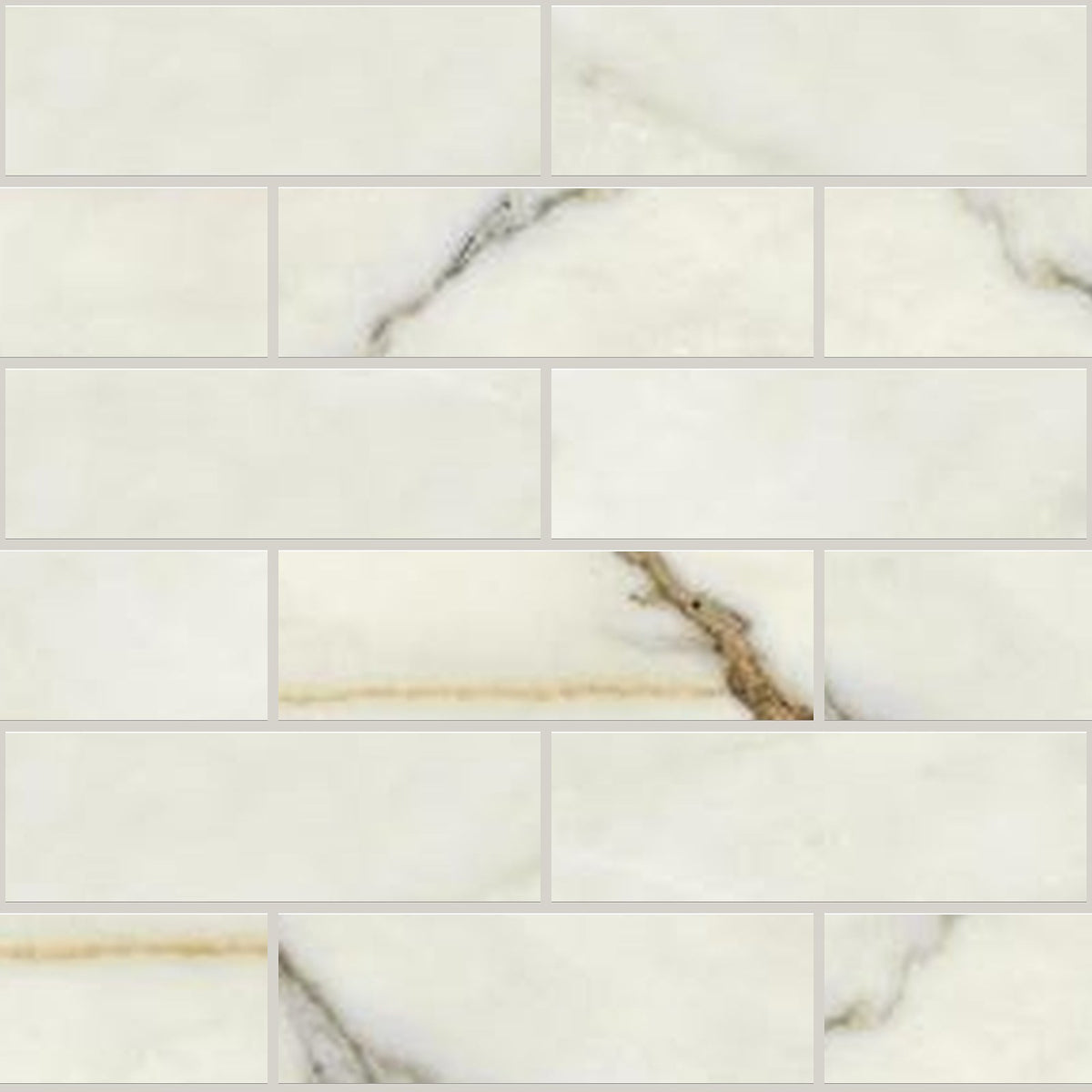 Classic 2.0 Calacatta Oro Honed 2x6 Marble Look Porcelain Mosaics 12x12 mosaic sheet