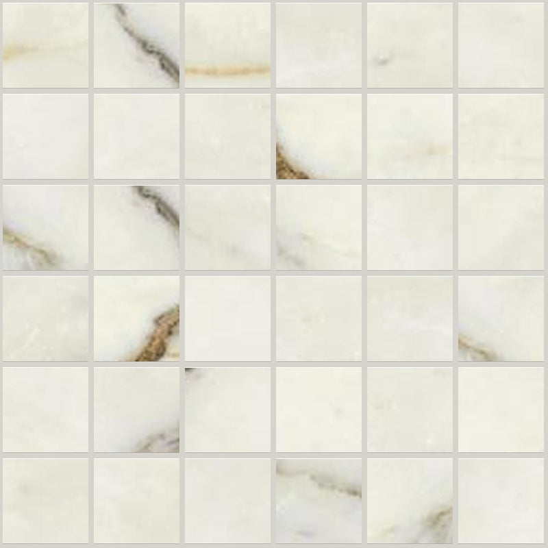 Classic 2.0 Calacatta Oro Polished 2x2 Marble Look Porcelain Mosaics 12x12 mosaic sheet