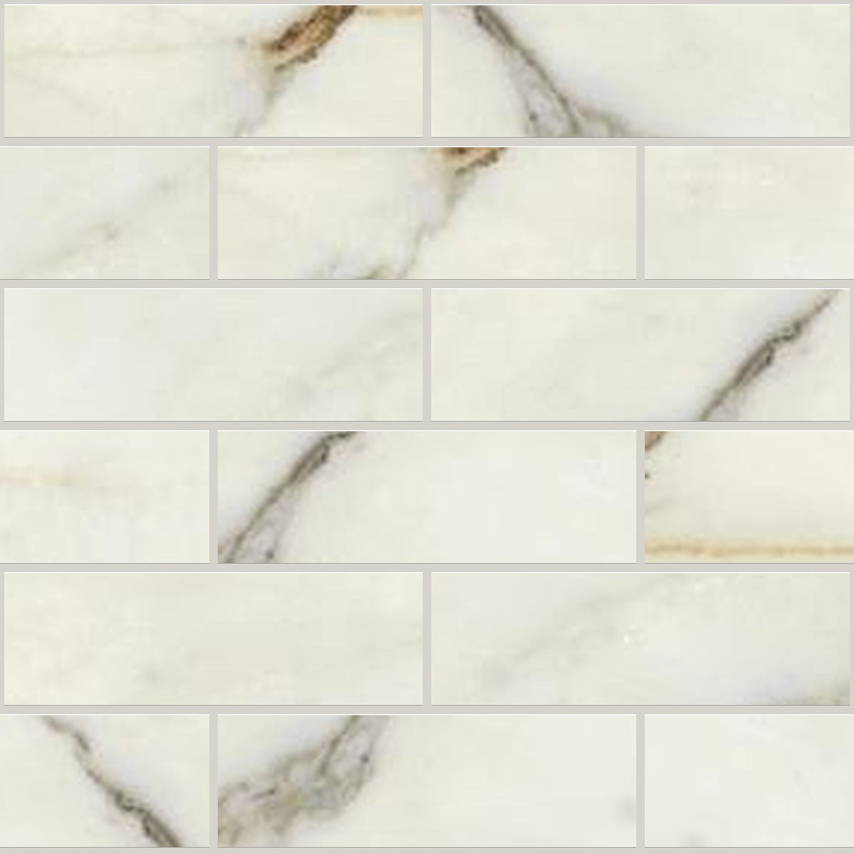 Classic 2.0 Calacatta Oro Polished 2x6 Marble Look Porcelain Mosaics 12x12 mosaic sheet