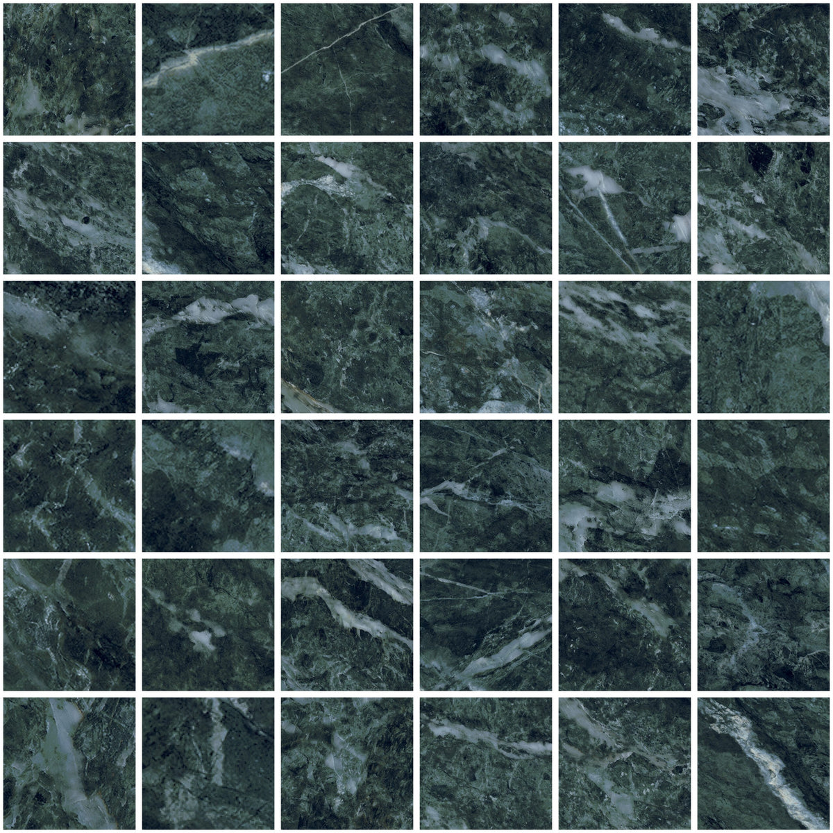 Classic Boutique Alpine Verde Natural 2x2 Marble Look Porcelain Mosaics 12x12 mosaic sheet