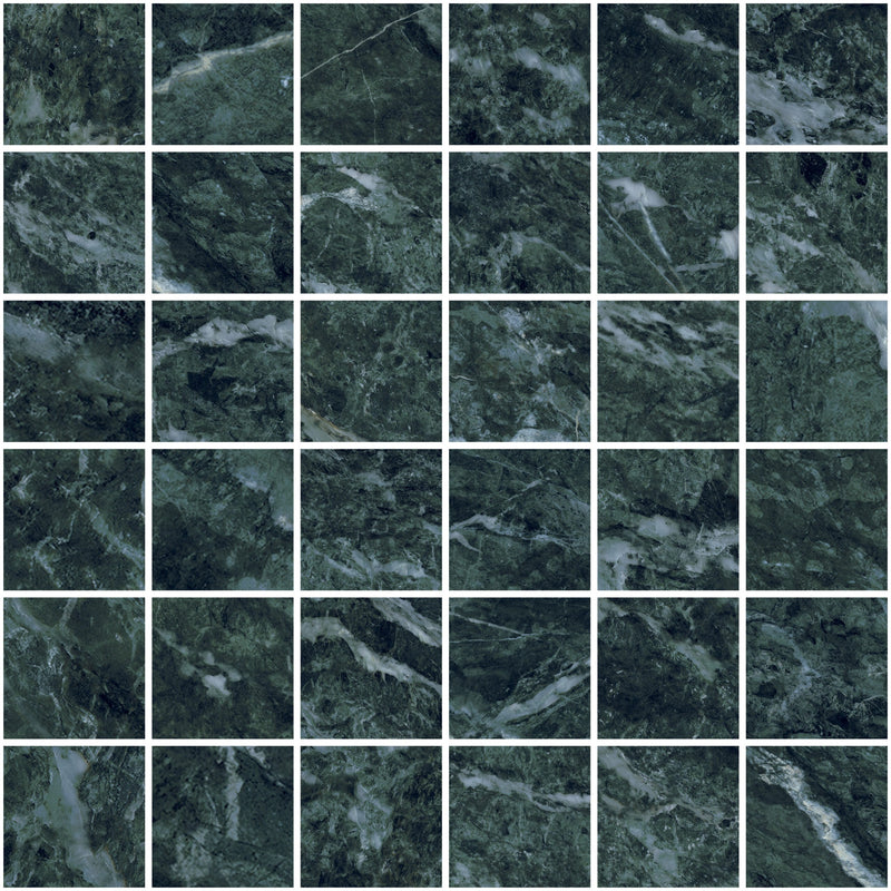 Classic Boutique Alpine Verde Natural 2x2 Marble Look Porcelain Mosaics 12x12 mosaic sheet