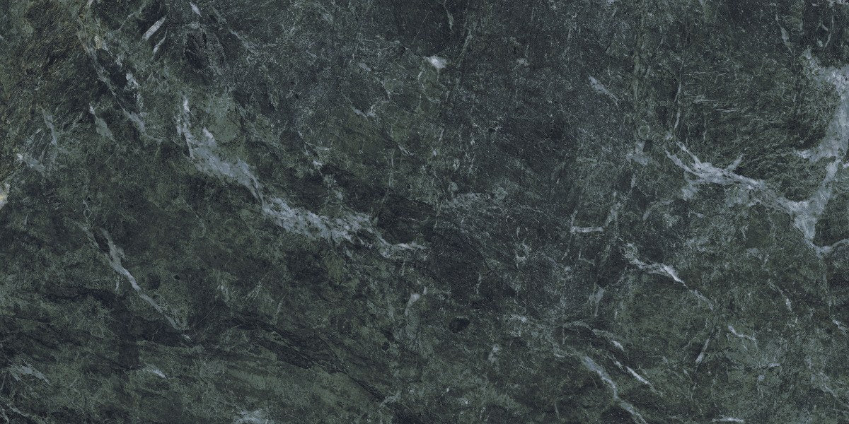 Classic Boutique Alpine Verde Polished Marble Look Porcelain Tiles 12x12 close up