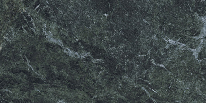 Classic Boutique Alpine Verde Polished Marble Look Porcelain Tiles 24x24 close up