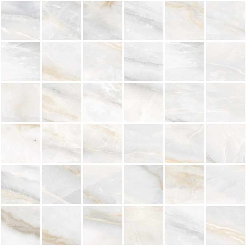 Classic Boutique Calacatta Bluette Natural 2x2 Marble Look Porcelain Mosaics 12x12 mosaic sheet