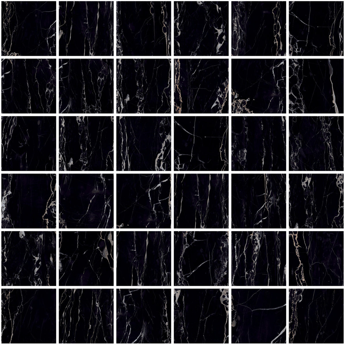 Classic Boutique Regalia Nero Natural 2x2 Marble Look Porcelain Mosaics 12x12 mosaic sheet