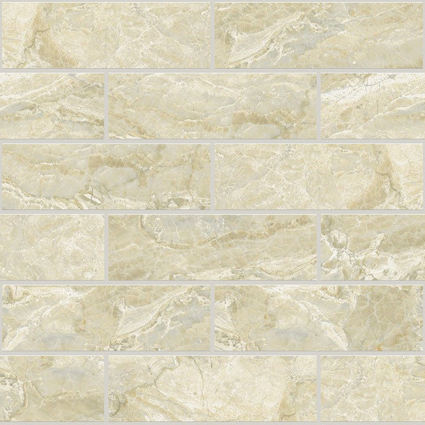 Classic Cremino Polished 2x6 Marble Look Porcelain Mosaics 12x12