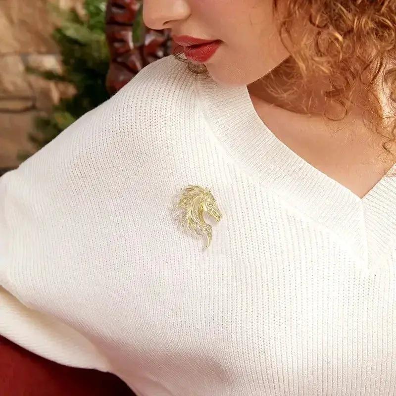 Classic Horse Brooch Suitable for Women's Neutral Wear Twelve Zodiac Animal Rhinestone Pin Can Be Used as a Necklace Badge Ideal for Casual Outings Parties Banquets and Friend Gatherings Perfect New Year Gift Elegant Jewelry by House Of Avana