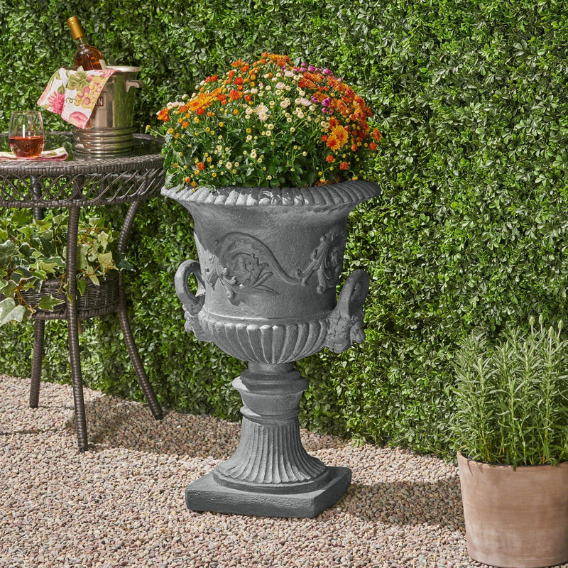 Classic Roman MGO Garden Urn Planter with Durable Magnesium Oxide - Black, photo 4 of 9