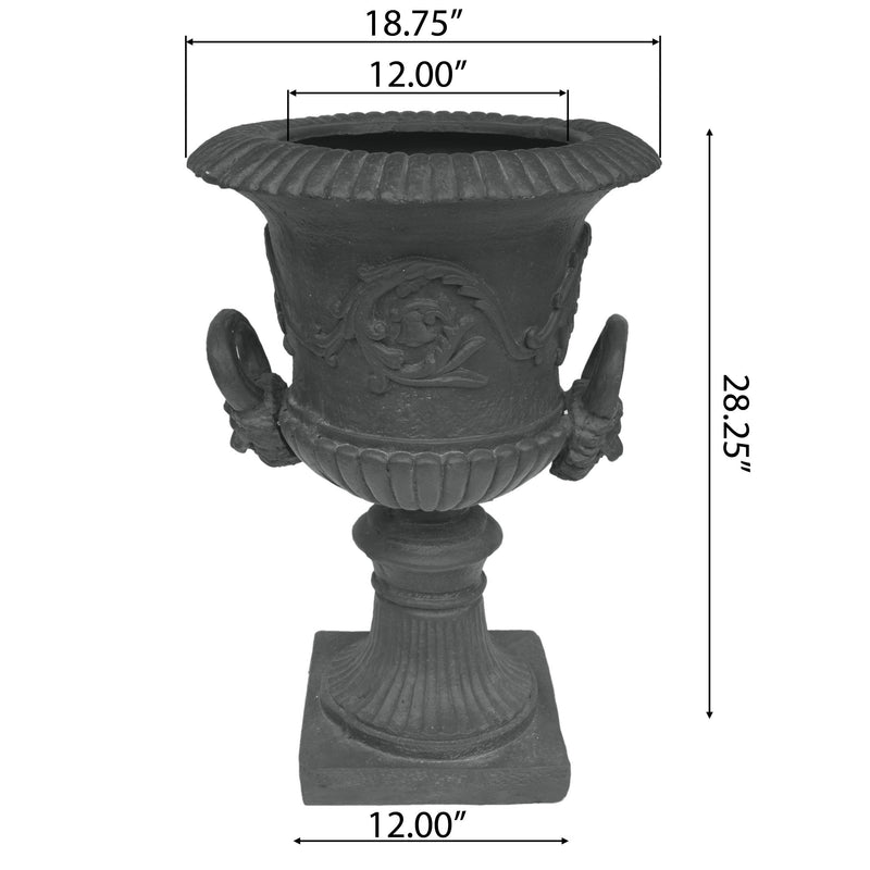Classic Roman MGO Garden Urn Planter with Durable Magnesium Oxide - Black, photo 6 of 9