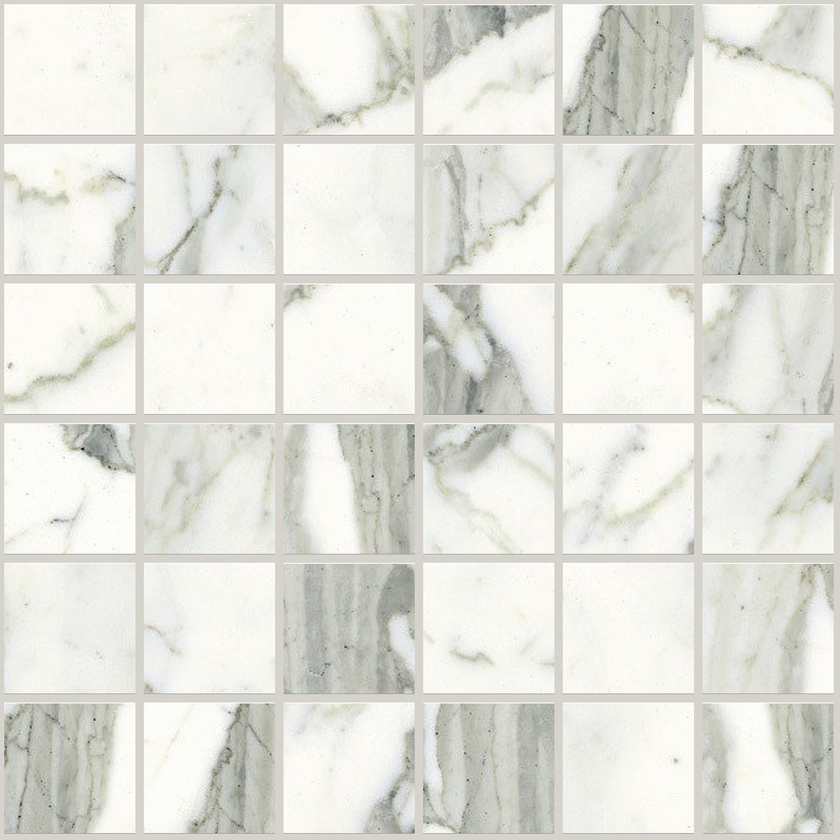 Classic Statuarietto Honed 2x2 Marble Look Porcelain Mosaics 12x12 mosaic sheet