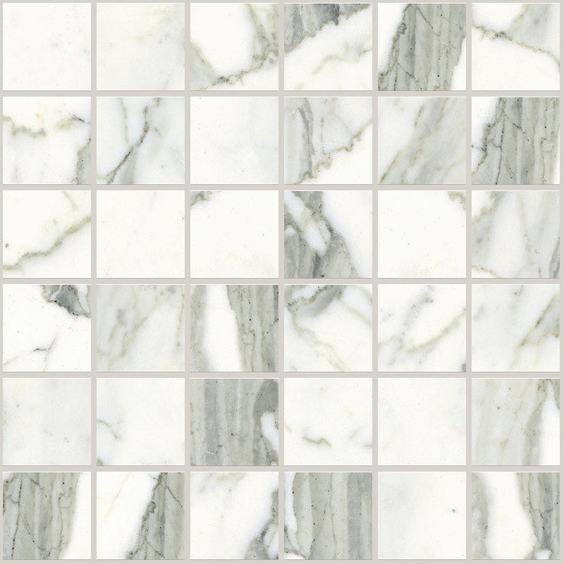 Classic Statuarietto Honed 2x2 Marble Look Porcelain Mosaics 12x12 mosaic sheet