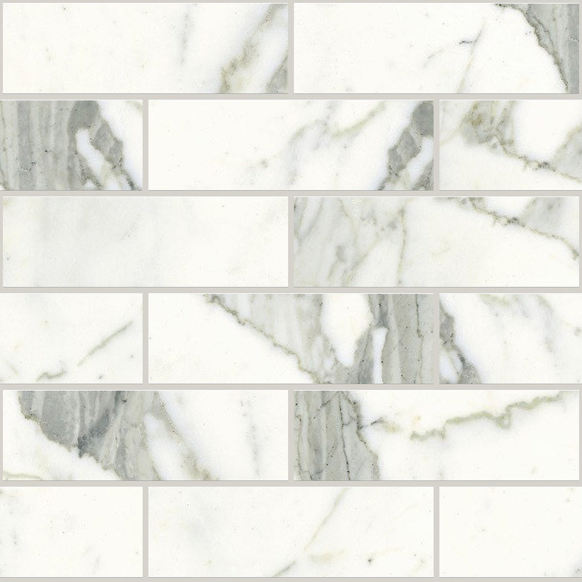Classic Statuarietto Honed 2x6 Marble Look Porcelain Mosaics 12x12 mosaic sheet