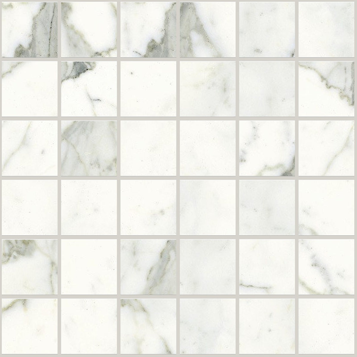 Classic Statuarietto Polished 2x2 Marble Look Porcelain Mosaics 12x12 mosaic sheet