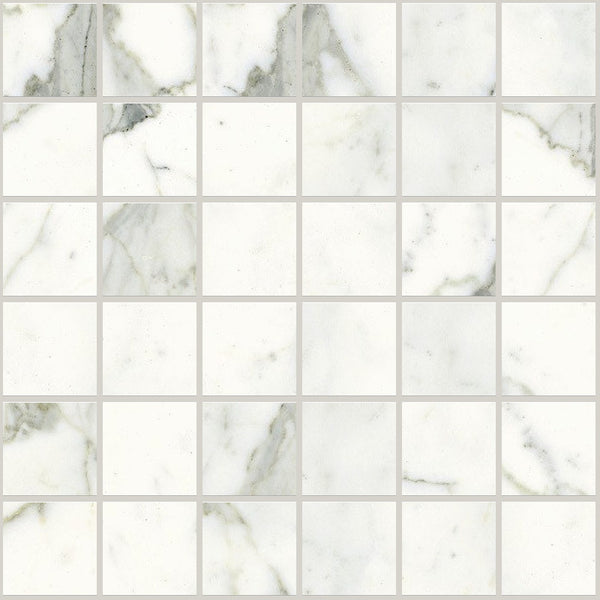 Classic Statuarietto Polished 2x2 Marble Look Porcelain Mosaics 12x12