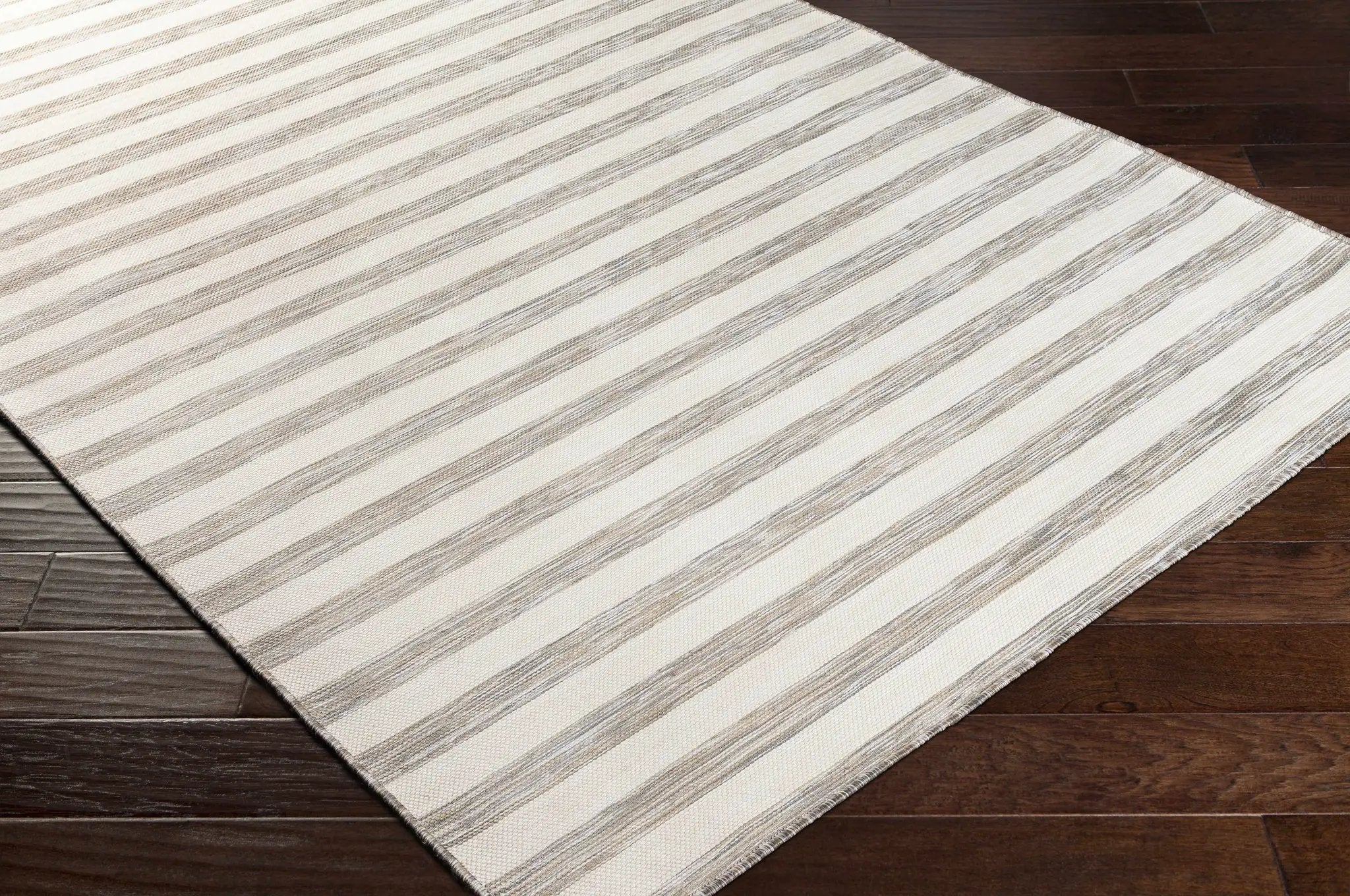 Bongaree Gray Striped Outdoor Carpet - Clearance by Boutique Rugs