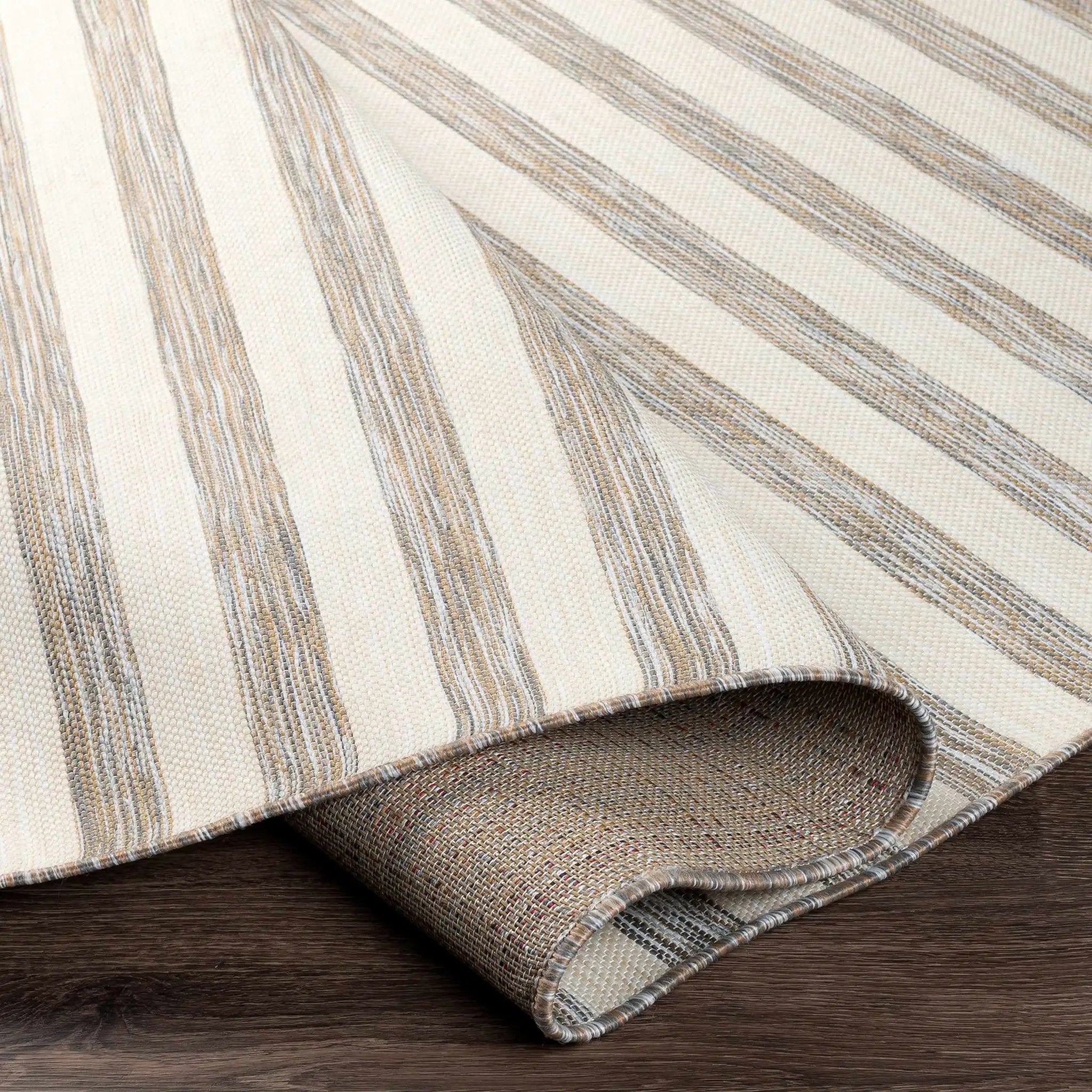 Bongaree Gray Striped Outdoor Carpet - Clearance by Boutique Rugs