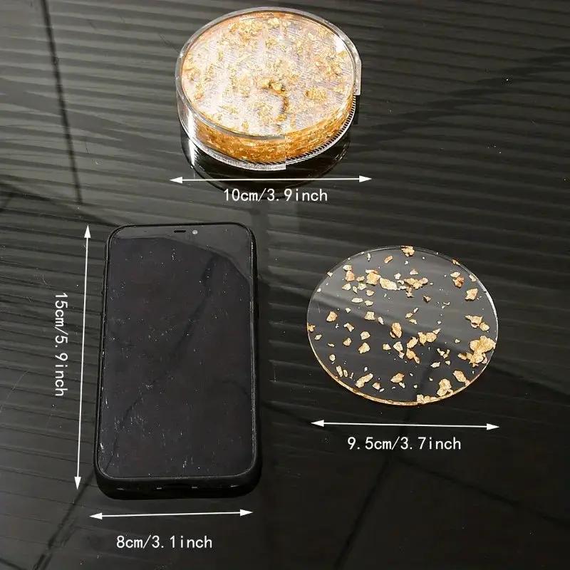 [Clear Coasters] Multiple Pieces Acrylic Cup Coasters Pack | Polished Metal Finish, Protective Film, Hand Wash Safe, Clear Design by House Of Avana