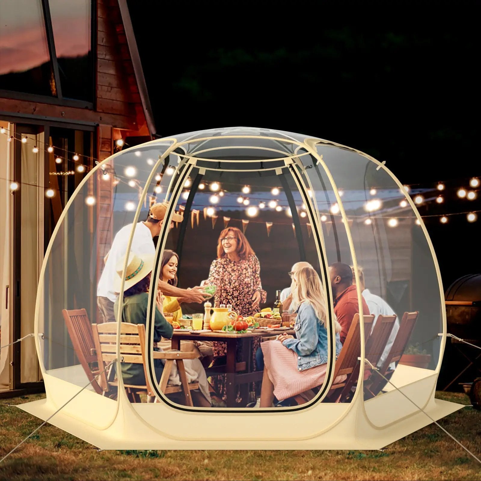 11 x 11 Feet Clear Dome Pop up Bubble Tent with Carrying Bag for 6-10 People-Beige by DirectDeals