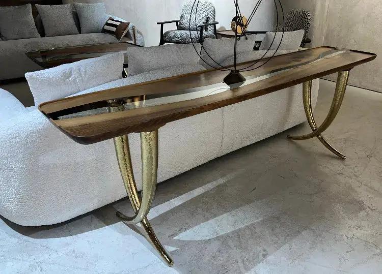 Epoxy Resin Sofa & Console table made of Walnut wood | Ivory Collection by Gizz