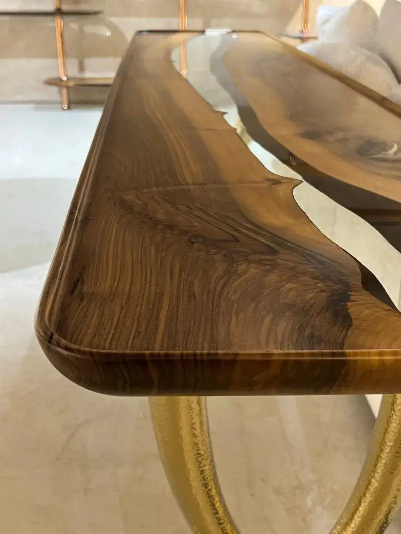 Epoxy Resin Sofa & Console table made of Walnut wood | Ivory Collection by Gizz