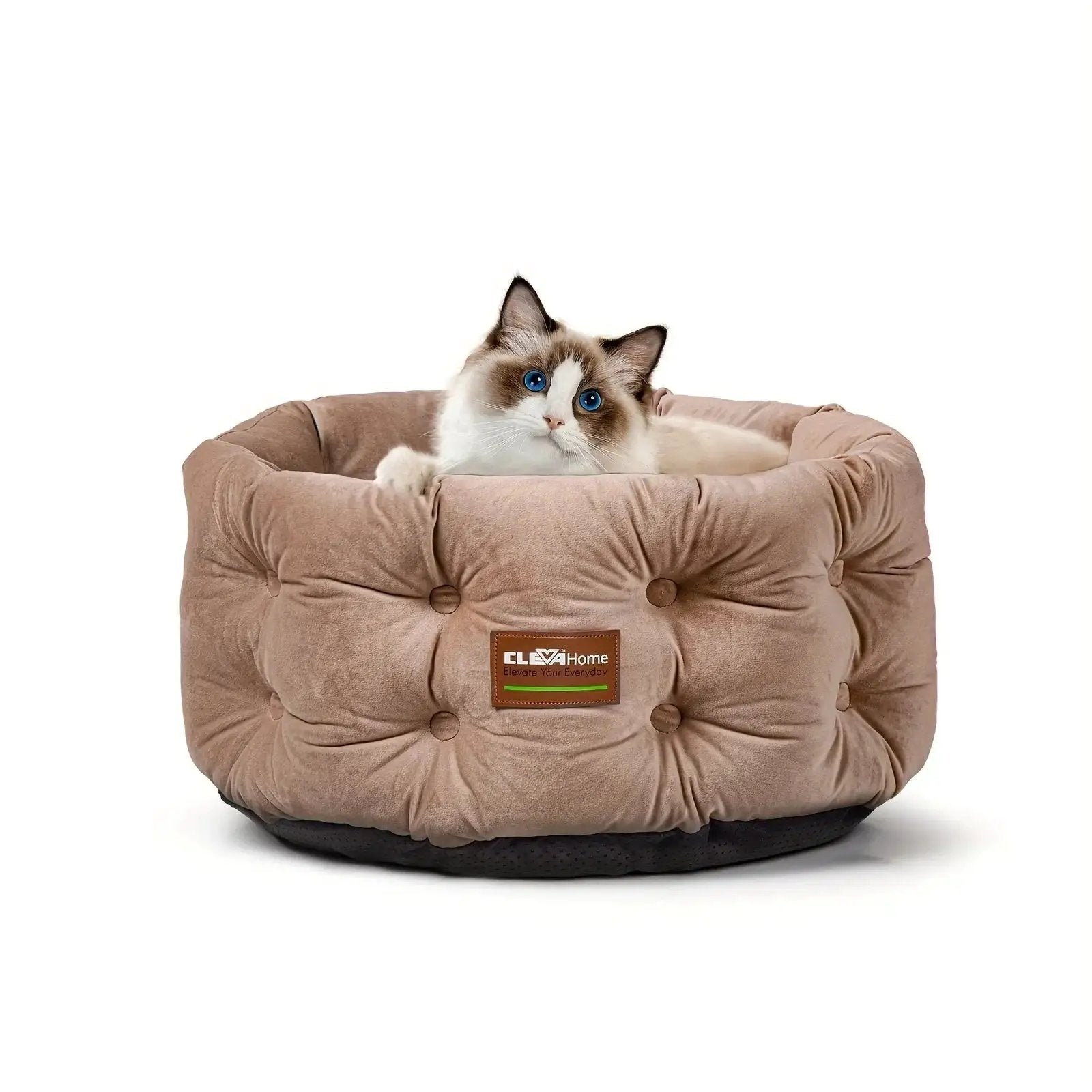 ClevaHome Deep Nest Cat Bed for Small Pets up to 15lbs - Round Cat Beds for Indoor Cats, Luxurious Velvet Feel, Extra High Sides, Machine Washable Comfort Pet Bed with Non-Slip Bottom by House Of Avana