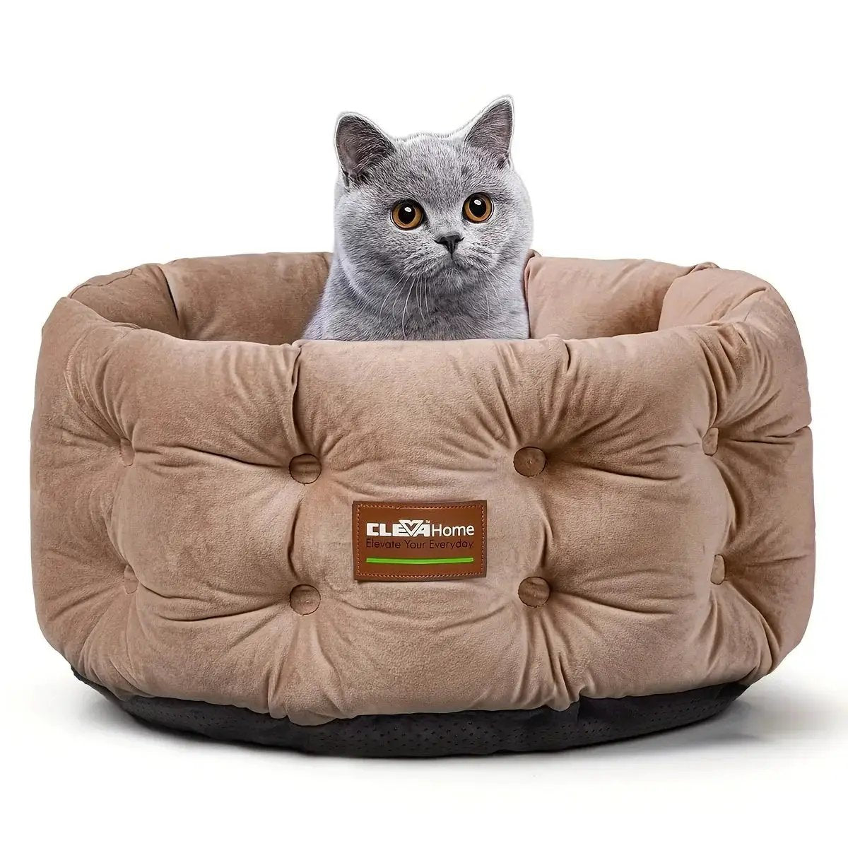ClevaHome Deep Nest Cat Bed for Small Pets up to 15lbs - Round Cat Beds for Indoor Cats, Luxurious Velvet Feel, Extra High Sides, Machine Washable Comfort Pet Bed with Non-Slip Bottom by House Of Avana