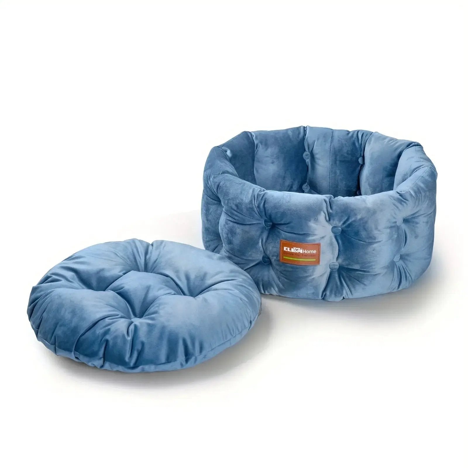 ClevaHome Deep Nest Cat Bed for Small Pets up to 15lbs - Round Cat Beds for Indoor Cats, Luxurious Velvet Feel, Extra High Sides, Machine Washable Comfort Pet Bed with Non-Slip Bottom by House Of Avana