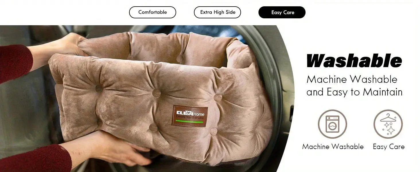 ClevaHome Deep Nest Cat Bed for Small Pets up to 15lbs - Round Cat Beds for Indoor Cats, Luxurious Velvet Feel, Extra High Sides, Machine Washable Comfort Pet Bed with Non-Slip Bottom by House Of Avana
