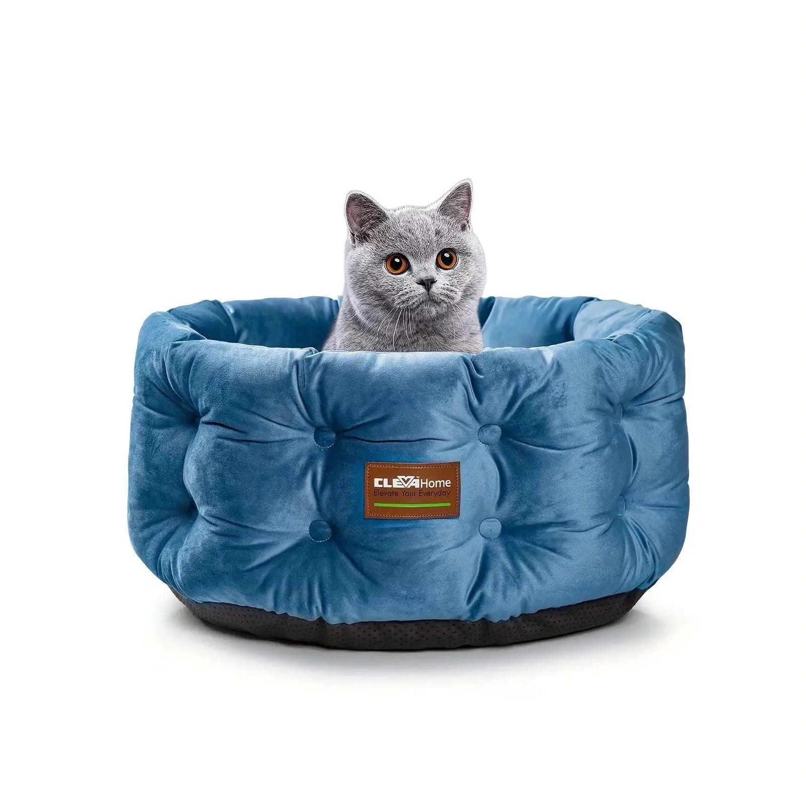ClevaHome Deep Nest Cat Bed for Small Pets up to 15lbs - Round Cat Beds for Indoor Cats, Luxurious Velvet Feel, Extra High Sides, Machine Washable Comfort Pet Bed with Non-Slip Bottom by House Of Avana