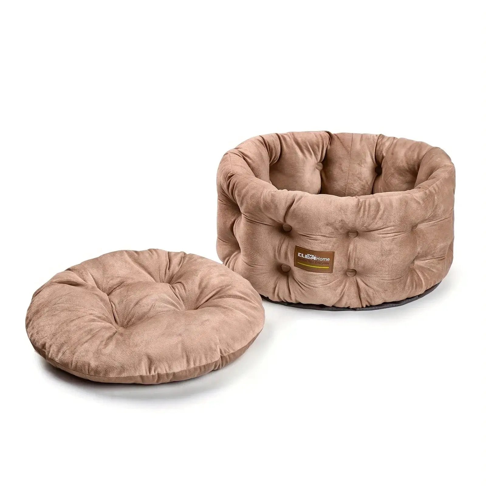 ClevaHome Deep Nest Cat Bed for Small Pets up to 15lbs - Round Cat Beds for Indoor Cats, Luxurious Velvet Feel, Extra High Sides, Machine Washable Comfort Pet Bed with Non-Slip Bottom by House Of Avana