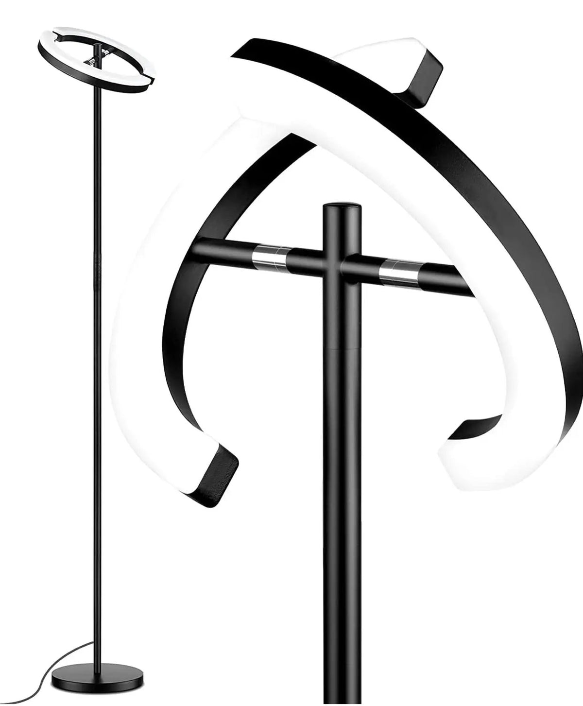 Click Split - Modern LED Torchiere Floor Lamp, Dimmable Uplight for Reading in Your Bedroom or Living Room by Outdoor Solar Outlet