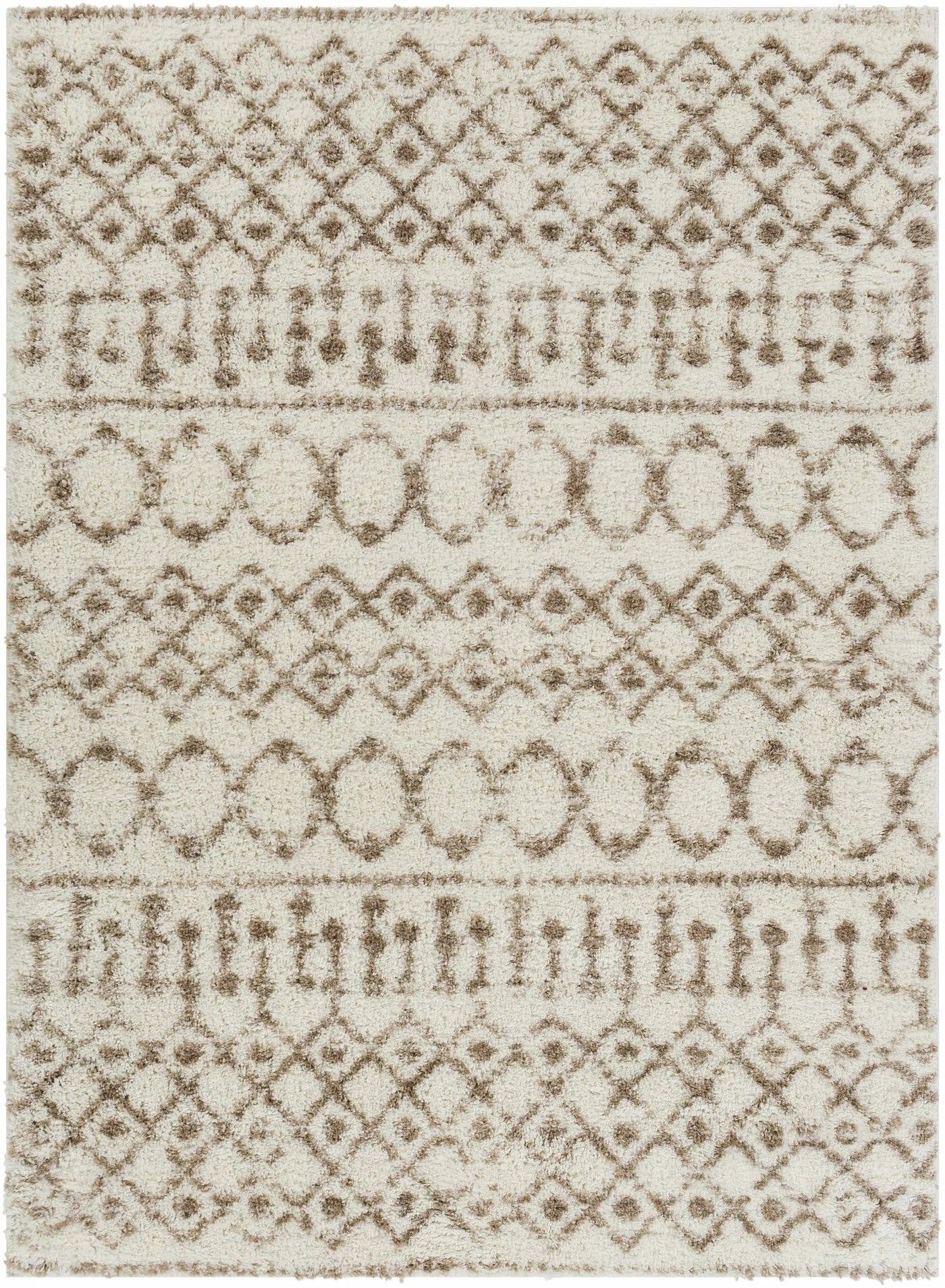 Monarch Cream&Tan Trellis Plush Rug by Boutique Rugs