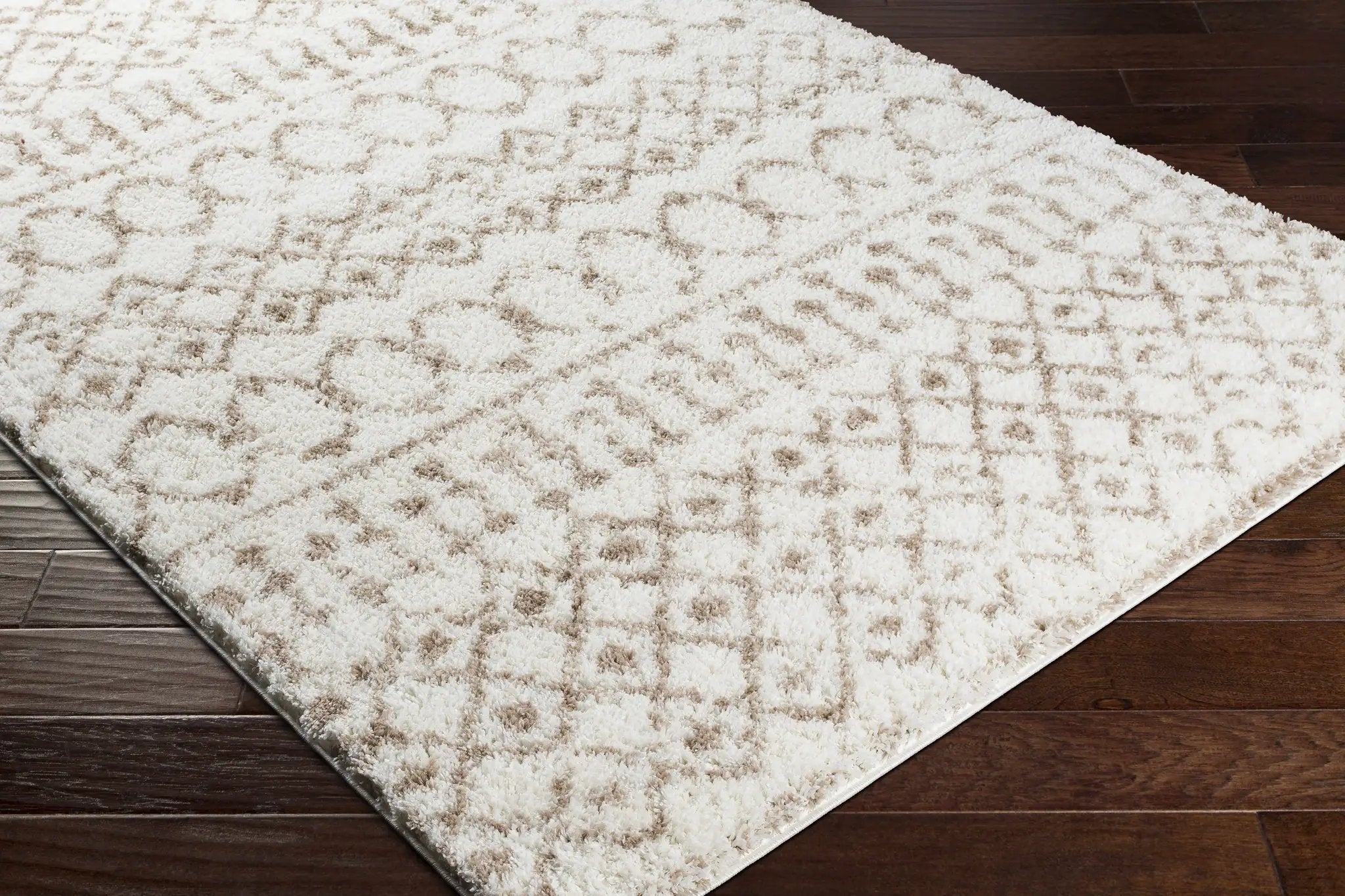 Monarch Cream&Tan Trellis Plush Rug by Boutique Rugs