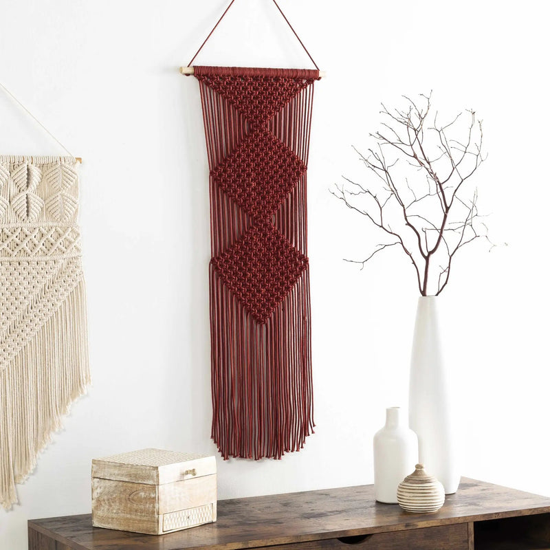Columbio Rust Macramé Wall Hanging Decor - Clearance by Boutique Rugs