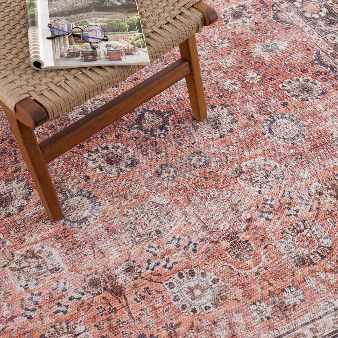 Ganyangan Red Washable Rug by Boutique Rugs