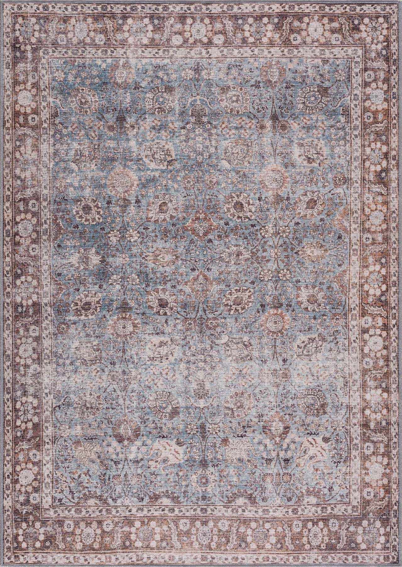 Dauis Blue Persian Style Washable Rug - Clearance by Boutique Rugs