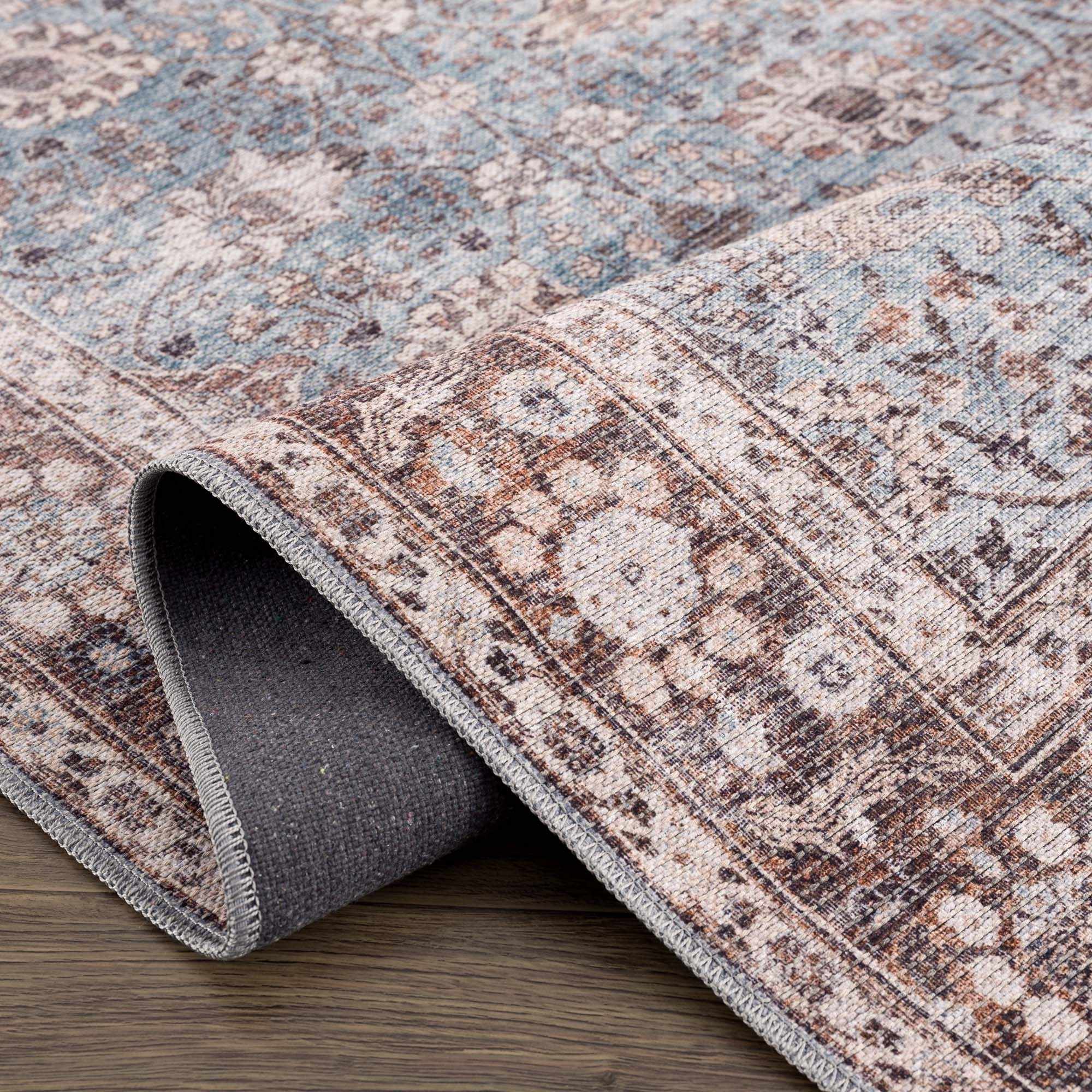 Dauis Blue Persian Style Washable Rug - Clearance by Boutique Rugs
