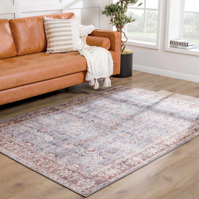 Dauis Blue Persian Style Washable Rug - Clearance by Boutique Rugs
