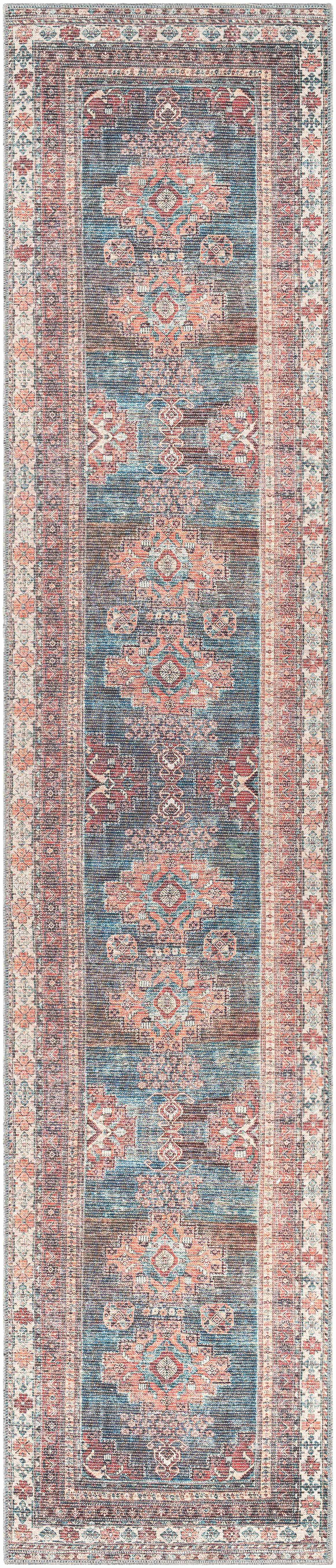 Baltinglass Rust & Blue Washable Area Rug by Hauteloom