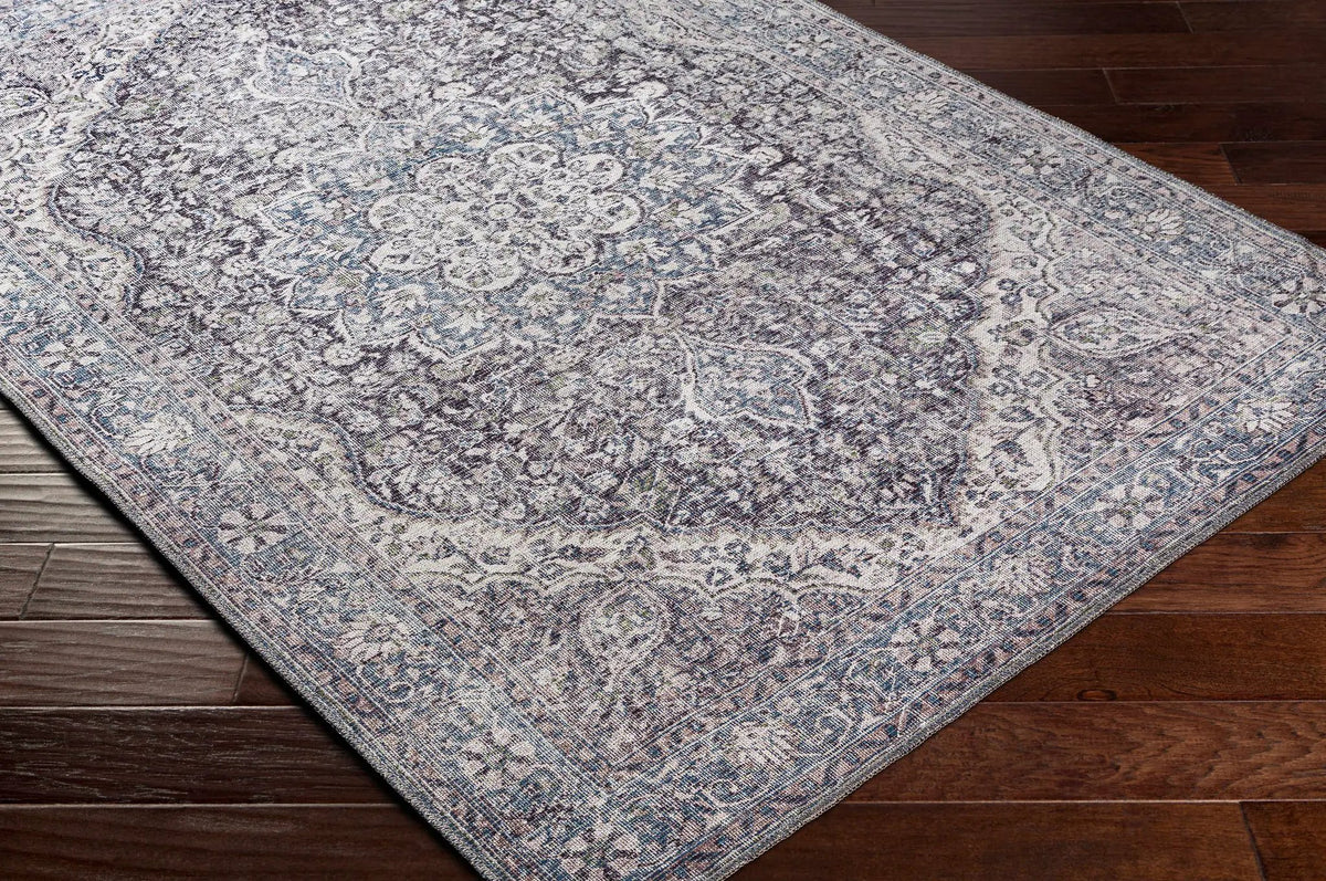 Tavas Blue Medallion Washable Rug by Hauteloom