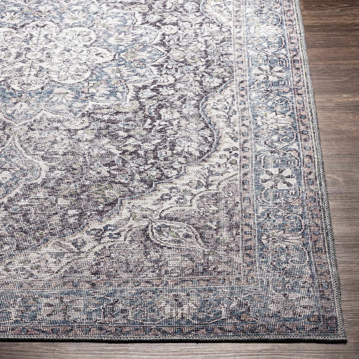 Tavas Blue Medallion Washable Rug by Hauteloom