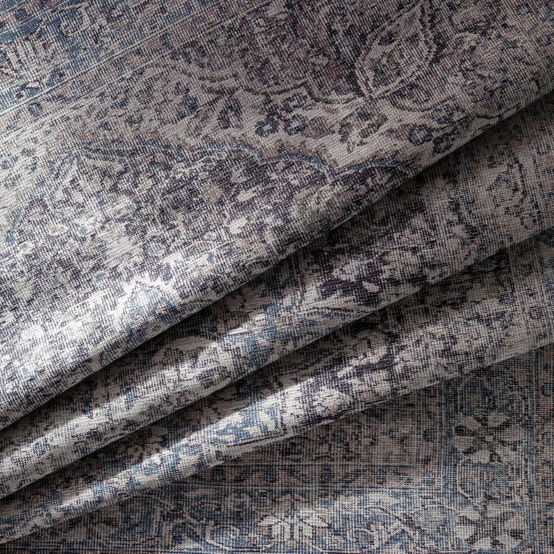 Tavas Blue Medallion Washable Rug by Hauteloom