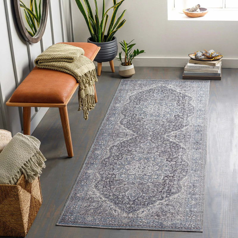 Tavas Blue Medallion Washable Rug by Hauteloom