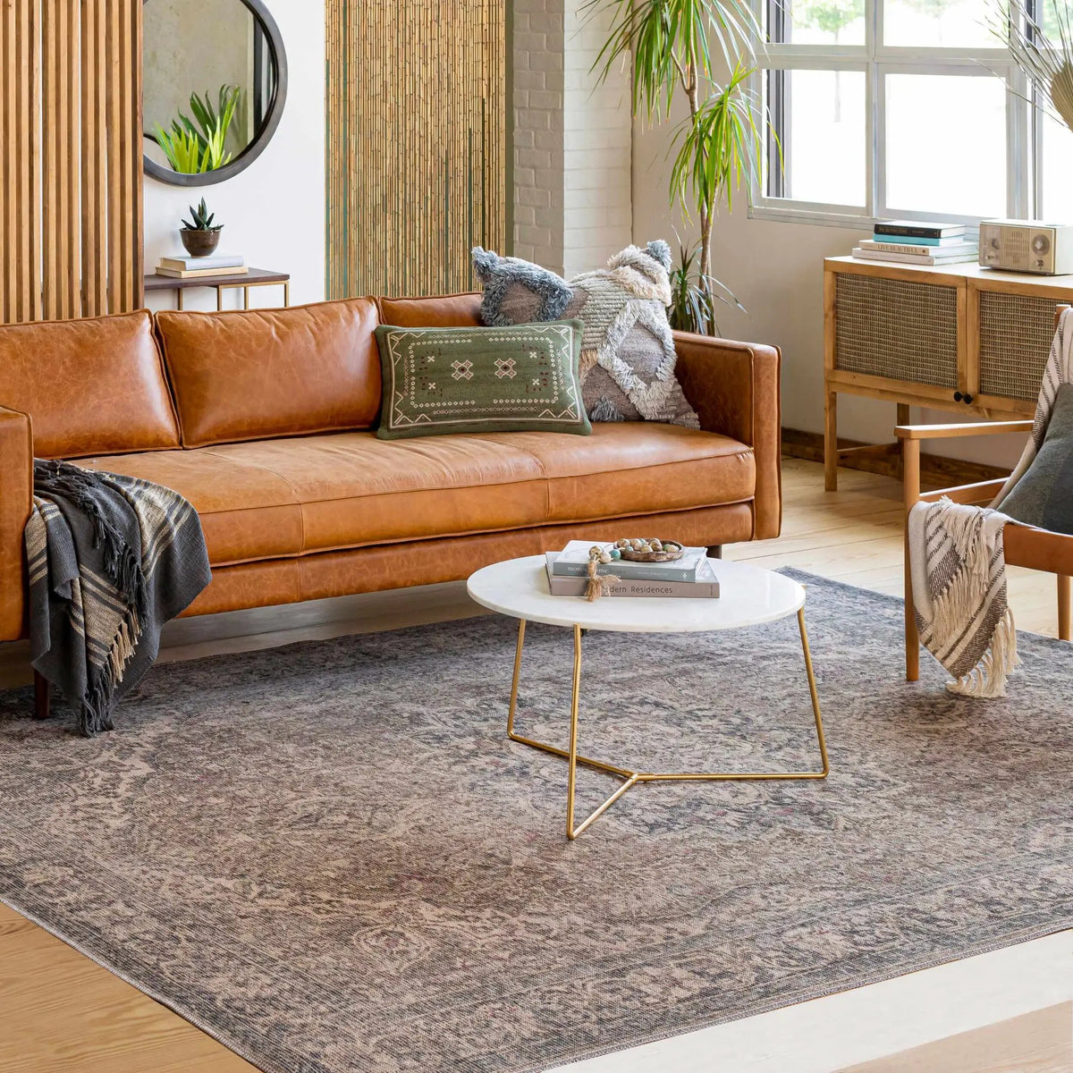 Greenpoint Dusty Blue Washable Rug, installed in a room 8